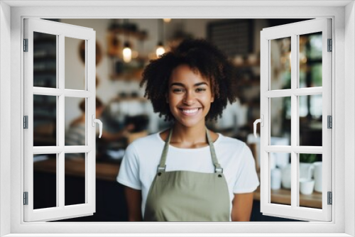 Portrait of a smiling African American female barista