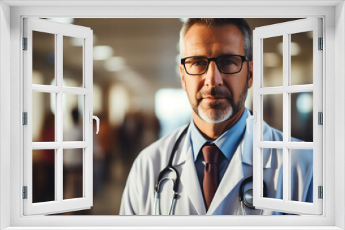 Cheerful mature doctor posing and smiling at camera, healthcare and medicine