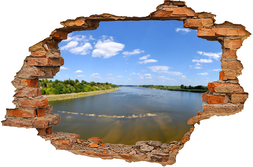 Rzeka Wisła z mostu w Wyszogrodzie przy najniższym stanie wody w historii 