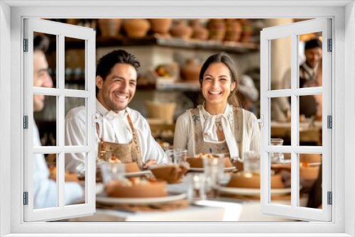 Vibrant Mexican Restaurant with Family Enjoying Festive Meal and Atmosphere