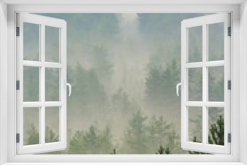 Fototapeta Naklejka Na Ścianę Okno 3D - Fog over the forest