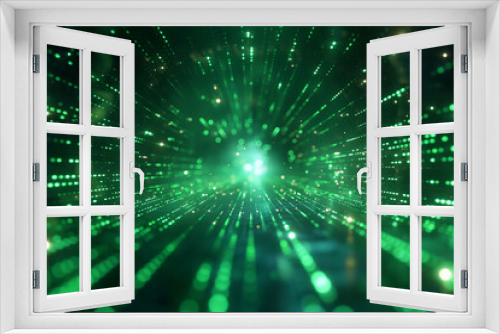 Abstract green lights digital pattern with matrix glow in technology data and futuristic grid