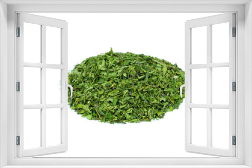 Fototapeta Naklejka Na Ścianę Okno 3D - Heap of green hemp tea on white background