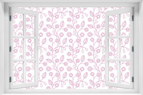 Fototapeta Naklejka Na Ścianę Okno 3D - Vector floral pattern in doodle style with flowers and leaves