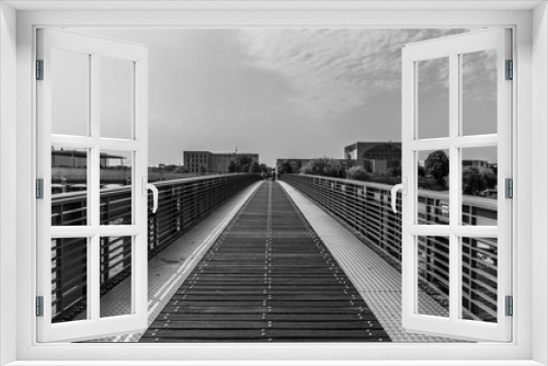 Fototapeta Naklejka Na Ścianę Okno 3D - City view. Berlin. Black and white.