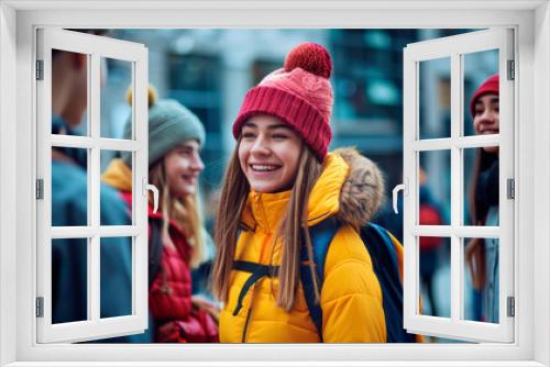 Friends Enjoying Winter Vacation in a Cozy Outdoor Setting