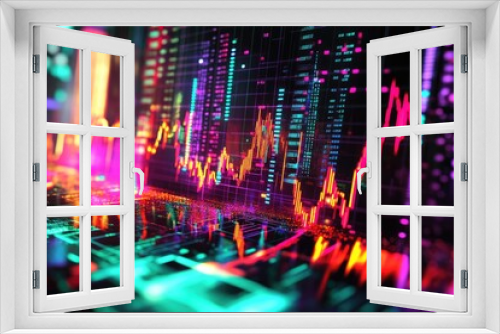 Abstract Stock Market Data Display with Vibrant Colors