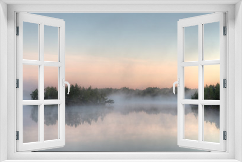 Fototapeta Naklejka Na Ścianę Okno 3D - lake with morning fog