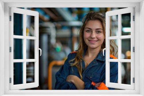 Confident Female Worker in Industrial Setting