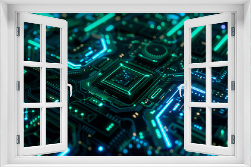 Futuristic Circuit Board with Glowing Connections