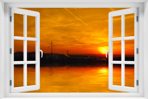 Fototapeta Naklejka Na Ścianę Okno 3D - Factory in the sunset