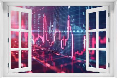 Double Exposure Economic Recession and Boom Double exposure of an economic recession with falling red graph lines and an economic boom with rising green graph lines, overlaid on a digital screen.