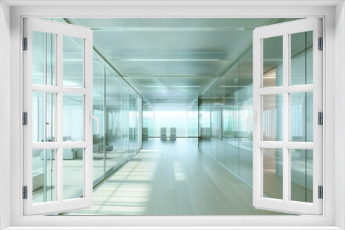 High-tech office environment with smart glass walls