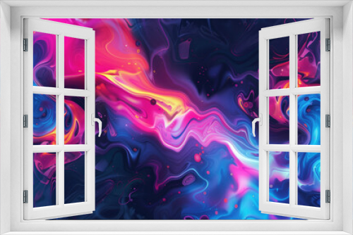 Illustration of Vibrant Abstract Fluid Art with Swirling Colors