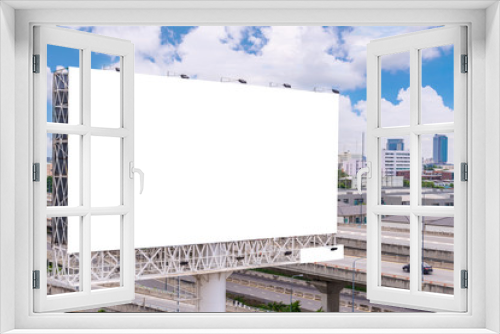 Fototapeta Naklejka Na Ścianę Okno 3D - large blank billboard on road with city view background