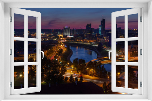 Fototapeta Naklejka Na Ścianę Okno 3D - view on the night city of Vilnius
