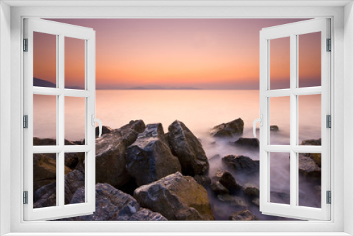 Fototapeta Naklejka Na Ścianę Okno 3D - Sunset and Rocks