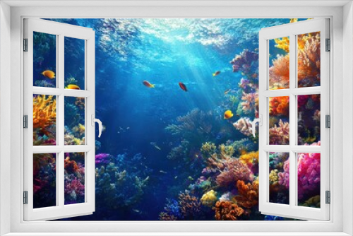 Underwater Scene with Colorful Coral Reef and Fish