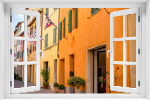 Fototapeta Naklejka Na Ścianę Okno 3D - Beautiful street of San Quirico Dorcia, Tuscany