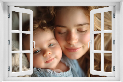 selective focus of happy young mother hugging adorable baby at home