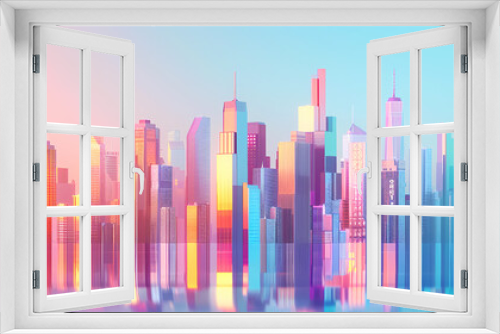 Colorful buildings, artistic presentation of modern cities