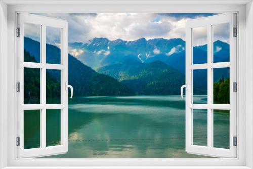 Fototapeta Naklejka Na Ścianę Okno 3D - Riza lake and mountains reflected