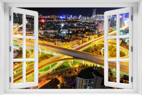 Fototapeta Naklejka Na Ścianę Okno 3D - City Interchange Bridge night scene, shot in Qingdao, China