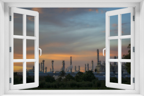 Fototapeta Naklejka Na Ścianę Okno 3D - Oil refinery or petrochemical industry at twilight sky