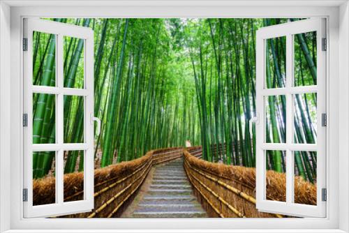 Fototapeta Naklejka Na Ścianę Okno 3D - Path to bamboo forest, Arashiyama, Kyoto, Japan