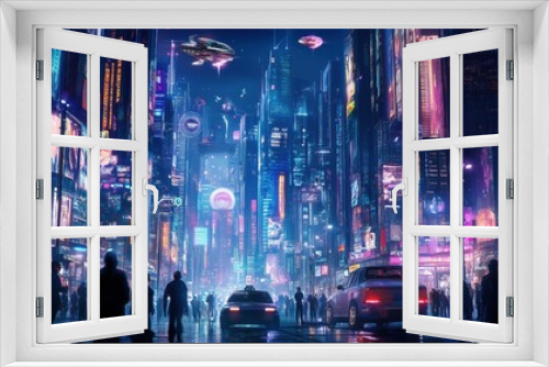 Futuristic Cyberpunk Cityscape at Night