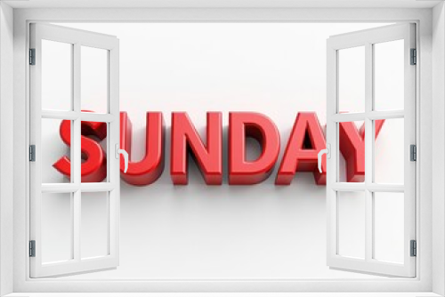 Bright red 'Sunday' text on a clean, white background