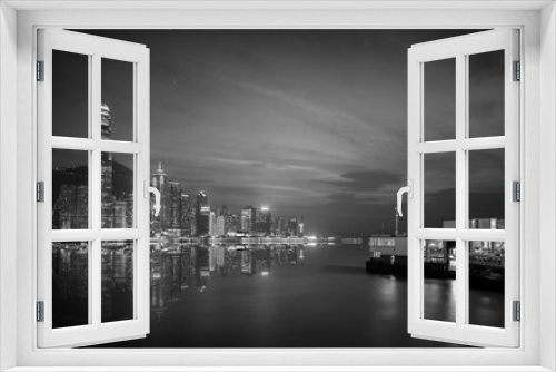 Fototapeta Naklejka Na Ścianę Okno 3D - Hong Kong cityscape black and white Tone