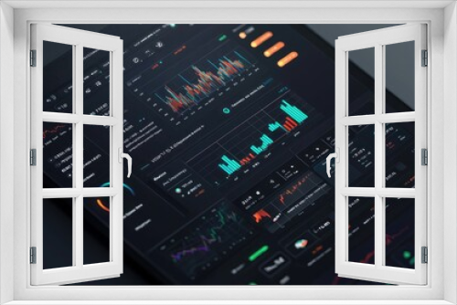 Black Tablet Screen Showing Stock Market Data and Charts