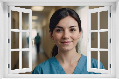 A Smiling Nurse in Scrubs at the Hospital, Providing Caring and Compassionate Assistance