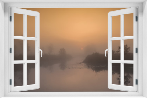 Fototapeta Naklejka Na Ścianę Okno 3D - A beautiful foggy sunrise