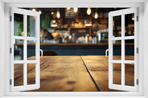 Blurred Background of Modern Coffee Shop Interior with Cozy Lighting