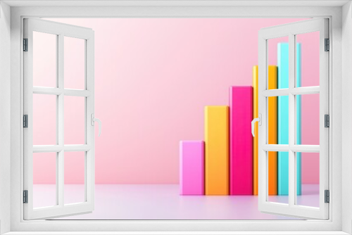 Colorful Bar Chart on Pink Background.