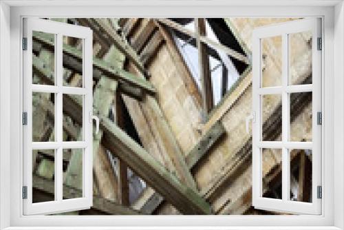 Fototapeta Naklejka Na Ścianę Okno 3D - Wooden retaining on a renovation site