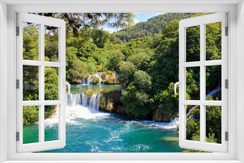 Fototapeta Naklejka Na Ścianę Okno 3D - Wasserfall, Krka Nationalpark, Kroatien