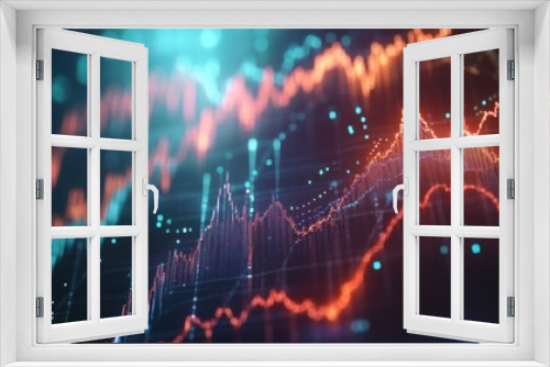 Abstract Digital Stock Market Data Visualization with Glowing Lines and Points