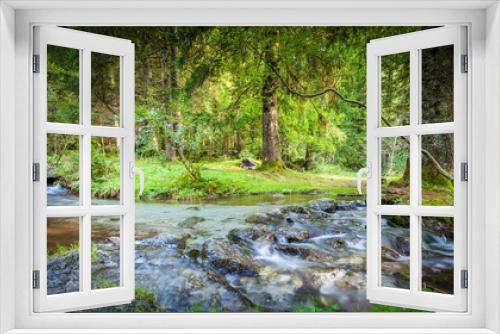 Fototapeta Naklejka Na Ścianę Okno 3D - bosco lussureggiante con ruscello