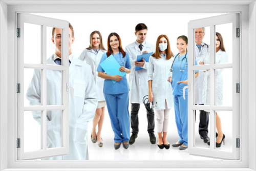 Group of smiling medical doctors isolated on white