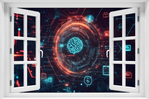 e-learning technology concept with a futuristic theme. The image features a digital interface with AI and machine learning elements enhancing personalized