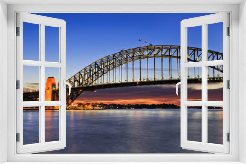 Fototapeta Naklejka Na Ścianę Okno 3D - Sydney bridge Kiribilli Red Set