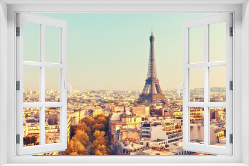 Fototapeta Naklejka Na Ścianę Okno 3D - View on Eiffel tower at sunset