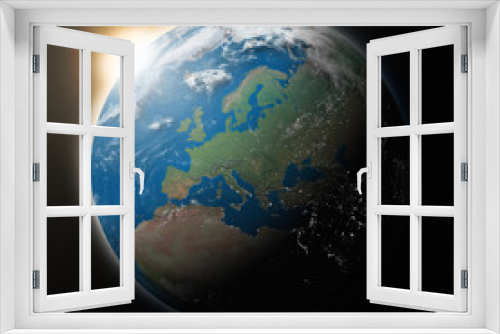 Fototapeta Naklejka Na Ścianę Okno 3D - Sun over Europe on planet Earth