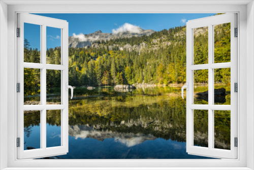 Fototapeta Naklejka Na Ścianę Okno 3D - forêt du lac vert de passy