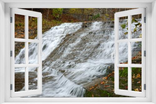 Fototapeta Naklejka Na Ścianę Okno 3D - Autumn scene of waterfalls