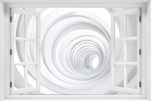 Abstract architectural background featuring a 3D rendering of a white circular tunnel structure representing a unique engineering concept