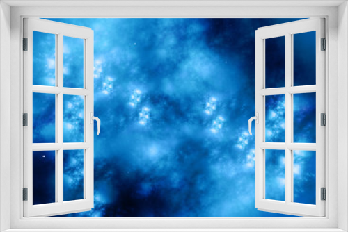 Fototapeta Naklejka Na Ścianę Okno 3D - Glowing ufos in blue nebula